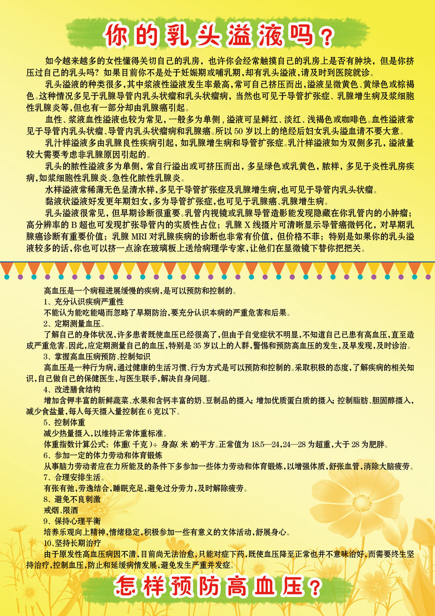 650海报印制定制展板素材126你的乳头溢液吗怎样防血压知识