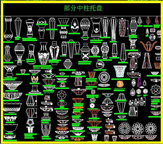 水晶灯零件图灯具绘图必备CAD图库素材灯饰素材代画图纸设计资料