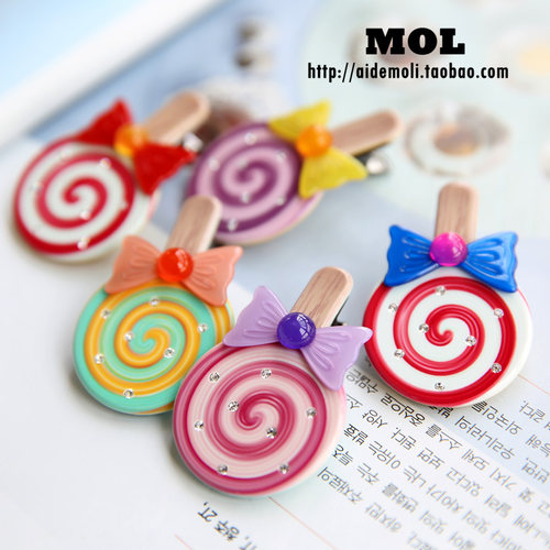韩国进口甜美风鸭嘴夹棒棒糖发夹