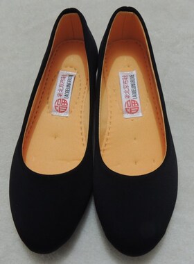 黑色老北京布鞋女鞋单夏新款工作鞋4S店专用鞋坡跟软底防滑鞋