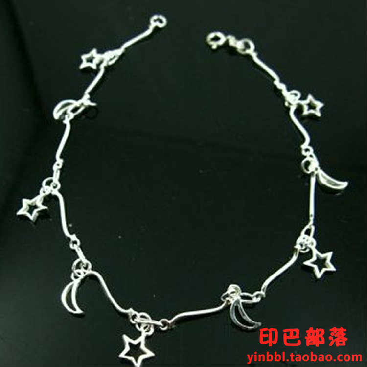 印巴部落 925纯银脚链 泰银手工原创 泰国饰品精工银饰名族风星月