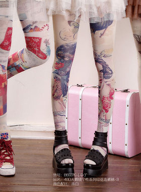 拼6双包邮 宝娜斯 40D天鹅绒个性印花彩绘连裤袜69369丝袜69370