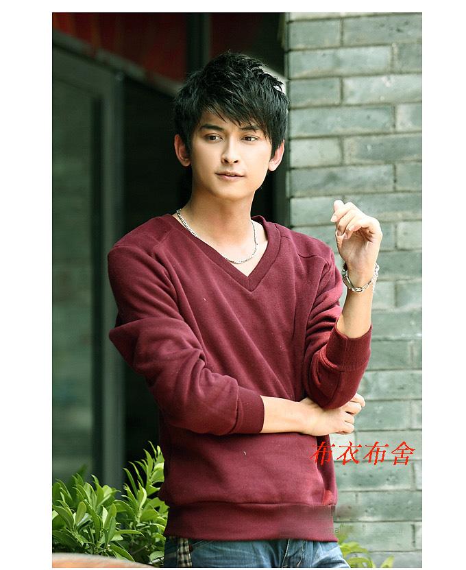 新款加肥加大男士韩版休闲长袖V领卫衣百搭舒适居家运动服可定做