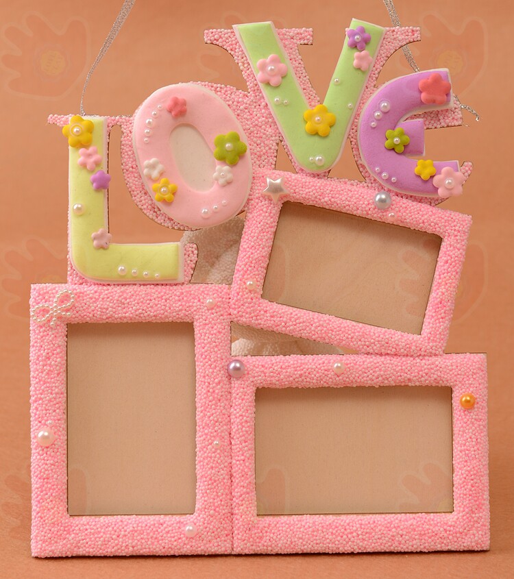 木质love相框 创意泥彩泥超轻纸粘土珍珠雪花泥儿童手工diy配件