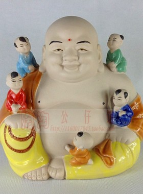 陶瓷工艺品石湾公仔家居装饰品礼品客厅祝福人物小摆件多仔佛促销