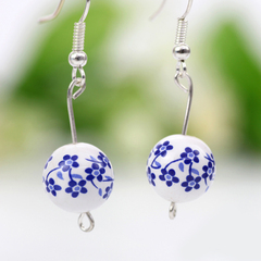 Qing song features handmade jewelry ceramic blue and white porcelain porcelain jewelry earring earring national wind