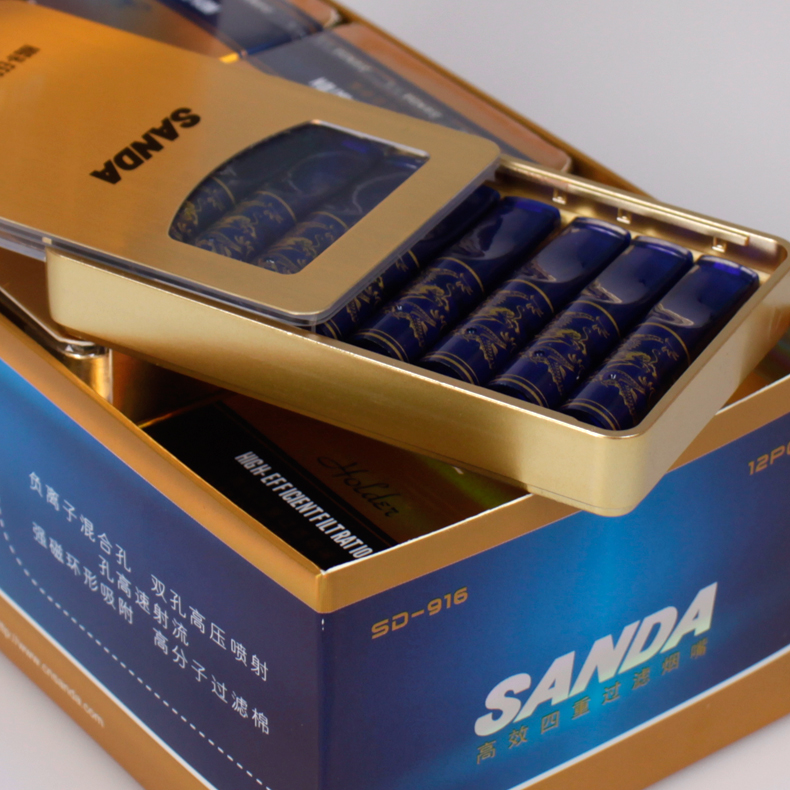 四重过滤SD-916滑盖便携装SANDA三达景泰蓝一次性抛弃型烟嘴