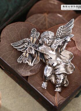 【舞银光◎泰国进口】925银★维也纳 乐童  部分18K玫瑰金 吊坠