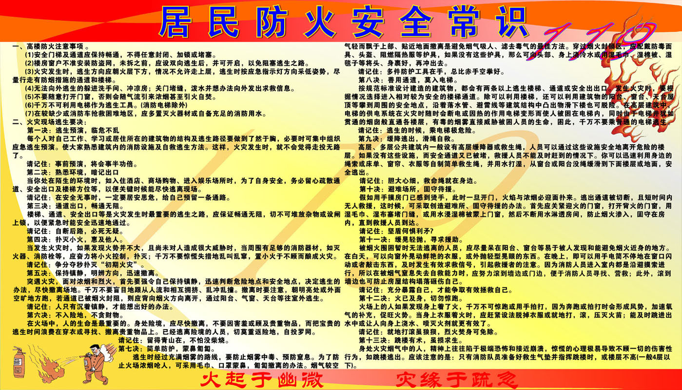 608海报印制海报展板素材474居民防火安全知识