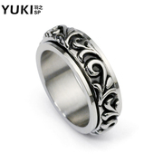 YUKI men''s temperaments flower men''s jewelry in Europe and people transport ring finger titanium steel ring ring ring