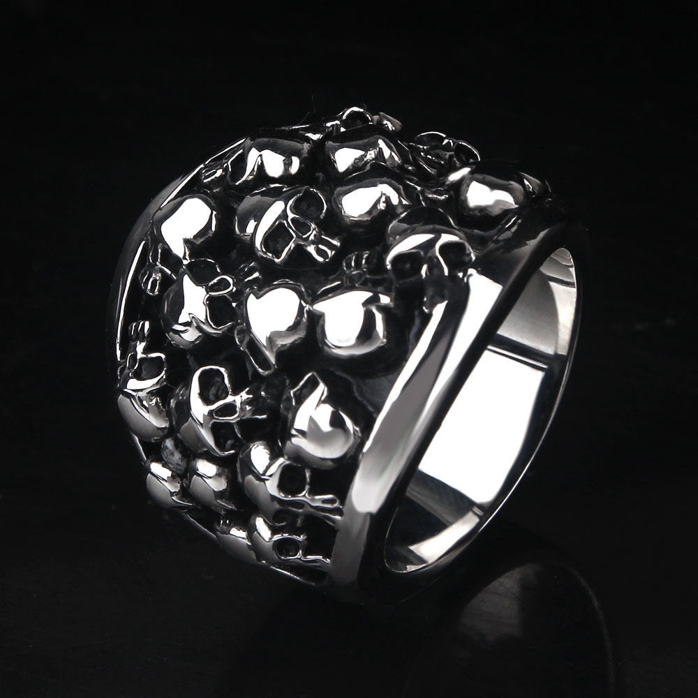 包邮朋克霸气戒指男潮人骷髅头复古钛钢指环欧美个性戒子 单身