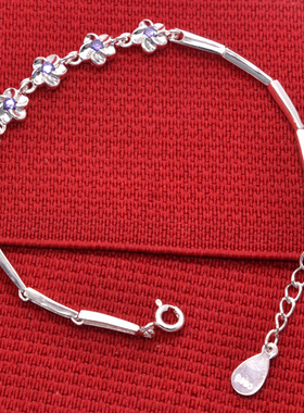 真银999纯银手链玫瑰花2023新款