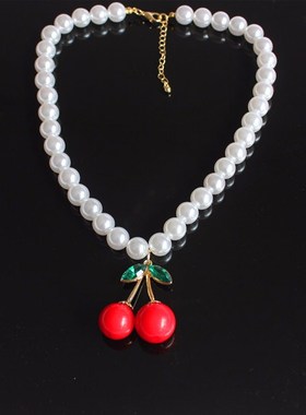 水灵樱桃珍珠项链甜美时尚