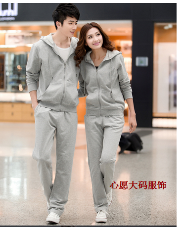 春秋新款男/女情侣韩版休闲连帽运动套装班服团体大码多色定做