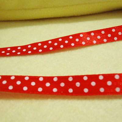 DIY手工备用 1CM 10MM 红色带白点缎带织带 1元3米
