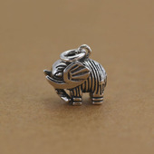 S925纯银泰银大象吊坠 diy佛珠水晶手链项链饰品挂件配件