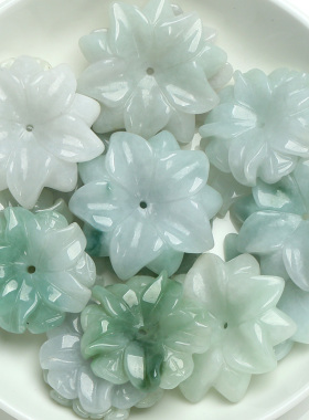 diy缅甸散件a货翡翠紫荆花玉器