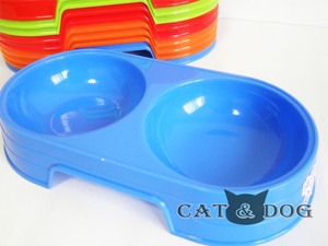 宠物塑料双碗 狗猫食盆食碗 食盆水碗 宠物用品