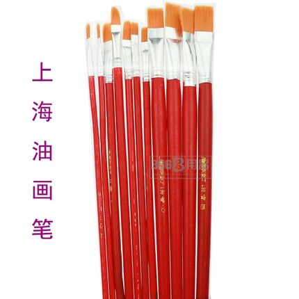 油画笔 红杆尼龙毛排笔 丙烯画笔工业用笔漆刷 油漆笔1-12号