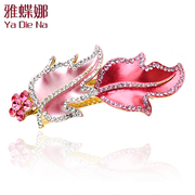 Ya na genuine Maple Leaf Chinese Restaurant rhinestone hair clip hairpin Crystal Korea hair accessories Queen Q0728