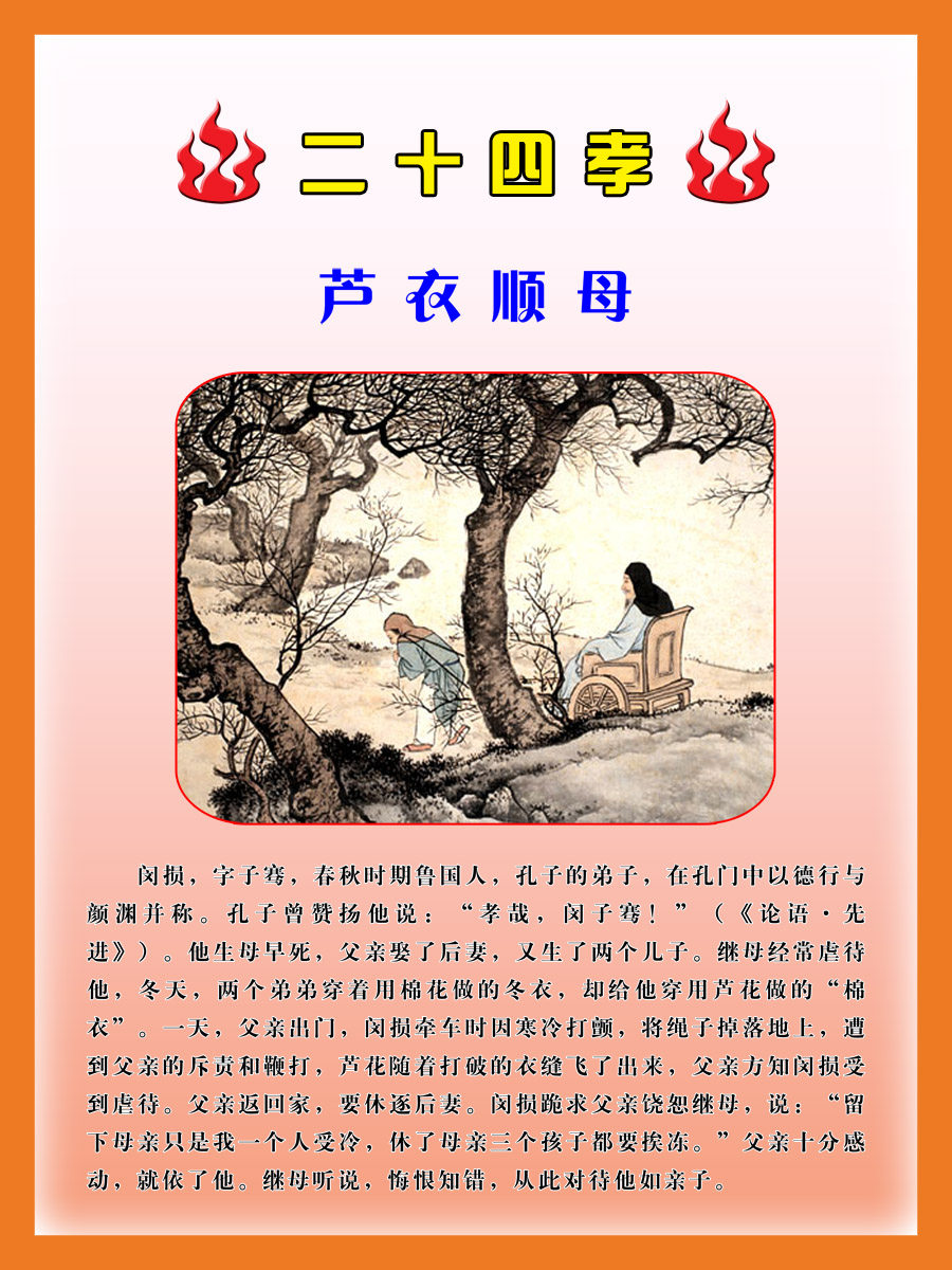 45素材孝文化海报展板73二十四孝 芦衣顺母海报印制