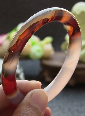 天然巴西多颜色水润通透玛瑙手镯