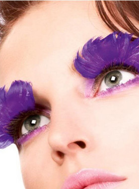 夸张创意造型 化妆舞会/派对艺术/紫色款夸张羽毛假睫毛