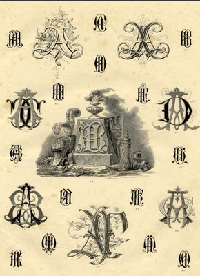 设计素材 俄文花押印 字母组合图案 复古高清JPEG 110P 2500*3400