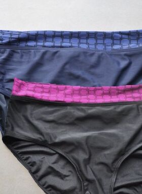 莹ST361-1 外貿比基尼泳褲 US10  藍/深藍 黑色 中高腰包臀塑身