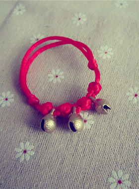 民族风宝宝压惊红绳铜铃铛儿手链