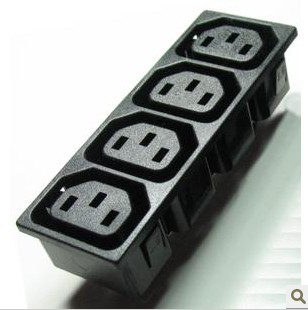 国外认证IEC品字C13联体插座电源/PDU插板模块插座四联体插座