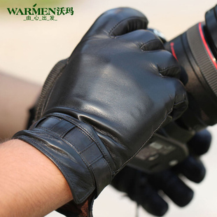 开车羊皮手套 保暖加绒时尚 M012NC 短款 WARMEN真皮手套男冬季
