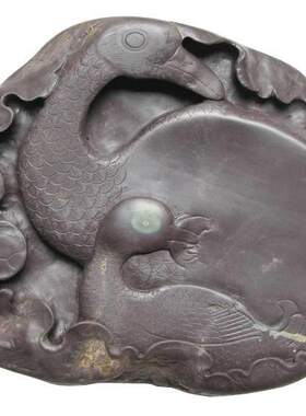手工雕 老水麻子坑 咏鹅端砚 精莹碧石眼 21.5cmx15.5cmx3cm