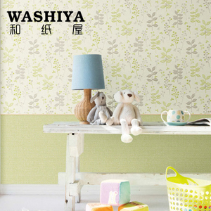 【和纸屋】北欧风刺绣植物花柄儿童房 进口日本墙纸壁纸 按米卖