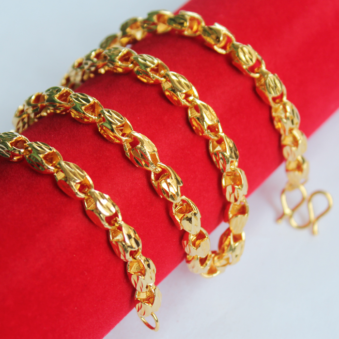 镀金24K黄金男款项链假金霸气新款沙金霸王金不褐色结婚逼真首饰