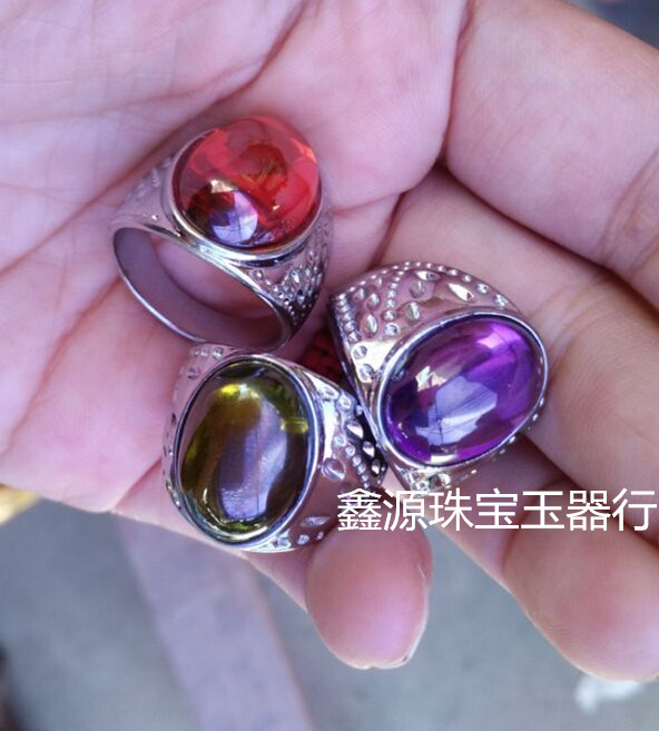 多色锆石戒指号橄榄绿冰种男款图片