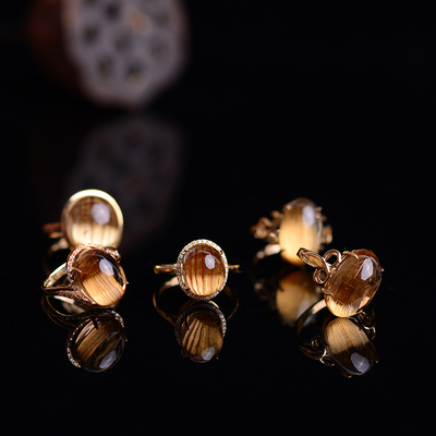 男女款钛晶戒指18k金证书包边