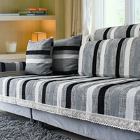 Vải bông Bắc Âu và vải lanh sọc vải sofa đệm màu xám bẩn đơn giản hiện đại khăn sofa bao gồm mùa tùy chỉnh - Ghế đệm / đệm Sofa ghế đệm tựa lưng