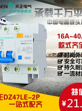 天正 TGB1NLE DZ47LE 2P 16 20  32  63 100A 断路器 漏电开关