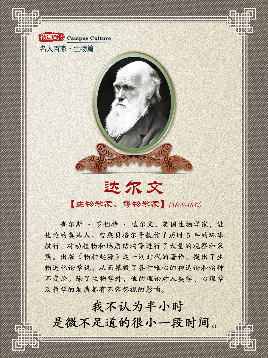730海报印制展板写真喷绘739校园文化实验室名人生物学家达尔文