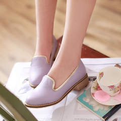 Designer shoes in spring 2015 Japanese sweet, fresh and thick round flat shoes vintage student shoes low cut shoes