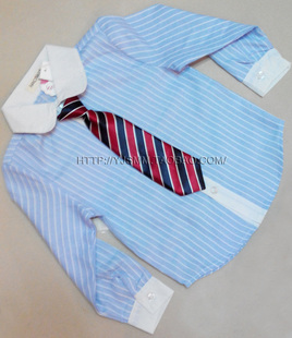 儿童童装男女童春秋韩版圆领幼儿园园服初中小学生校服条纹衬衫