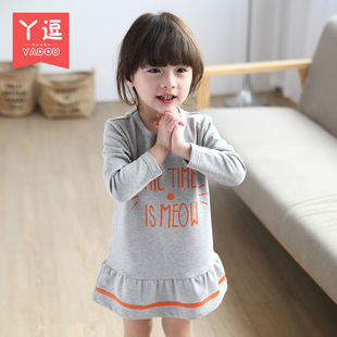 丫逗童装连衣裙春秋季新款女童公主裙韩版中小童2-7岁女宝宝裙子