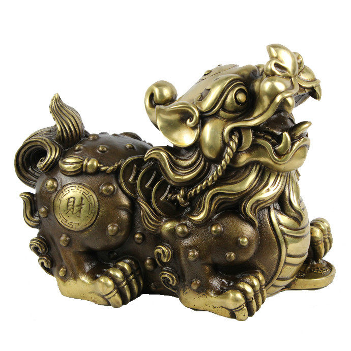 宇卓铜器纯铜貔貅黄铜貔貅皮丘踩钱铜貔貅一对 工艺品摆件