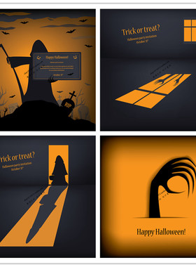 A1376矢量万圣节海报模板极简风格 AI设计素材