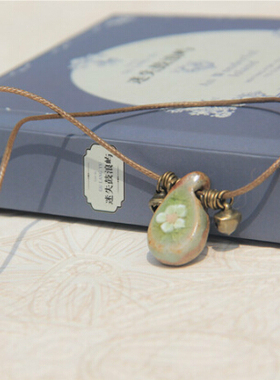 手工编织短款铃铛花朵冰裂锁骨链