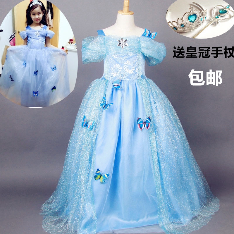 儿童迪士尼公主裙礼服灰姑娘冰雪奇缘艾莎蓬蓬纱礼服装话剧表演在类目 童装/婴儿装/亲子装, 裙子(新), 连衣裙中 - 来自Buy2taobao.com提供专业的淘宝代购服务
