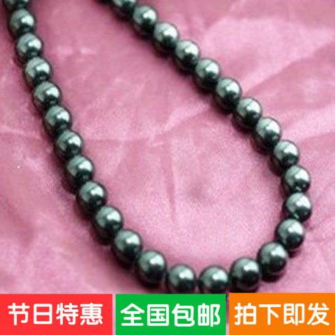 大溪地黑珍珠 圆珠项链天然珍珠粉项链 正圆无暇  正圆极强光