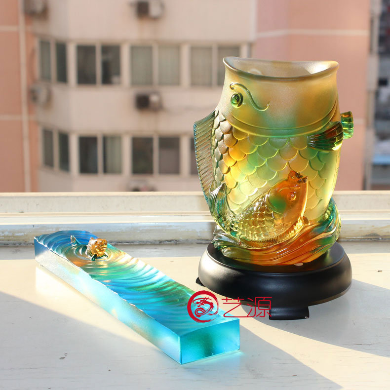 吉祥琉璃笔筒商务送老师朋友礼物