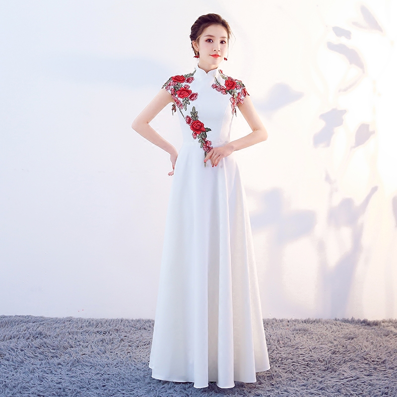 大合唱团演出服女长裙艺考比赛服装气质年会主持人唱红歌表演礼服